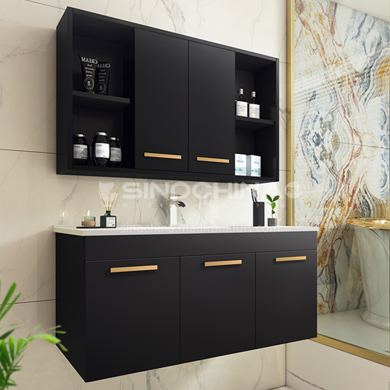 Classic Black Modern Style Solid Wood, Solid Oak Bathroom Vanity Cabinet